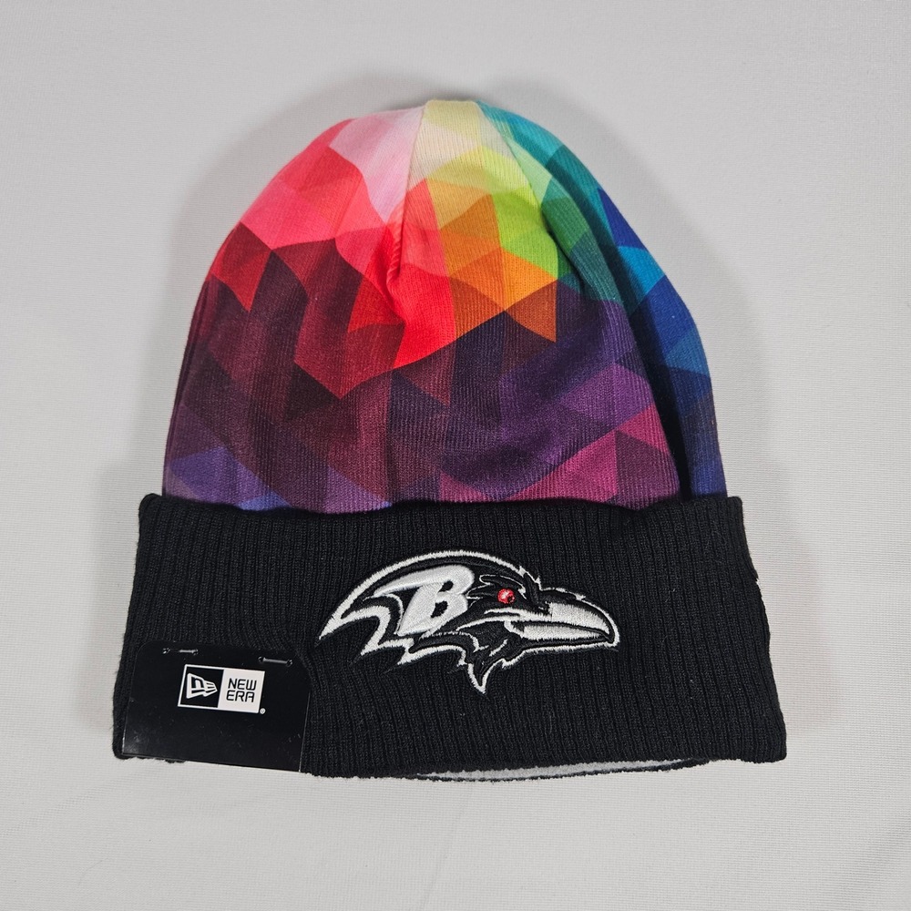 New Era NFL Ravens‎ Crucial Catch Knit Beanie Hat Rainbow Color Unisex OSFM